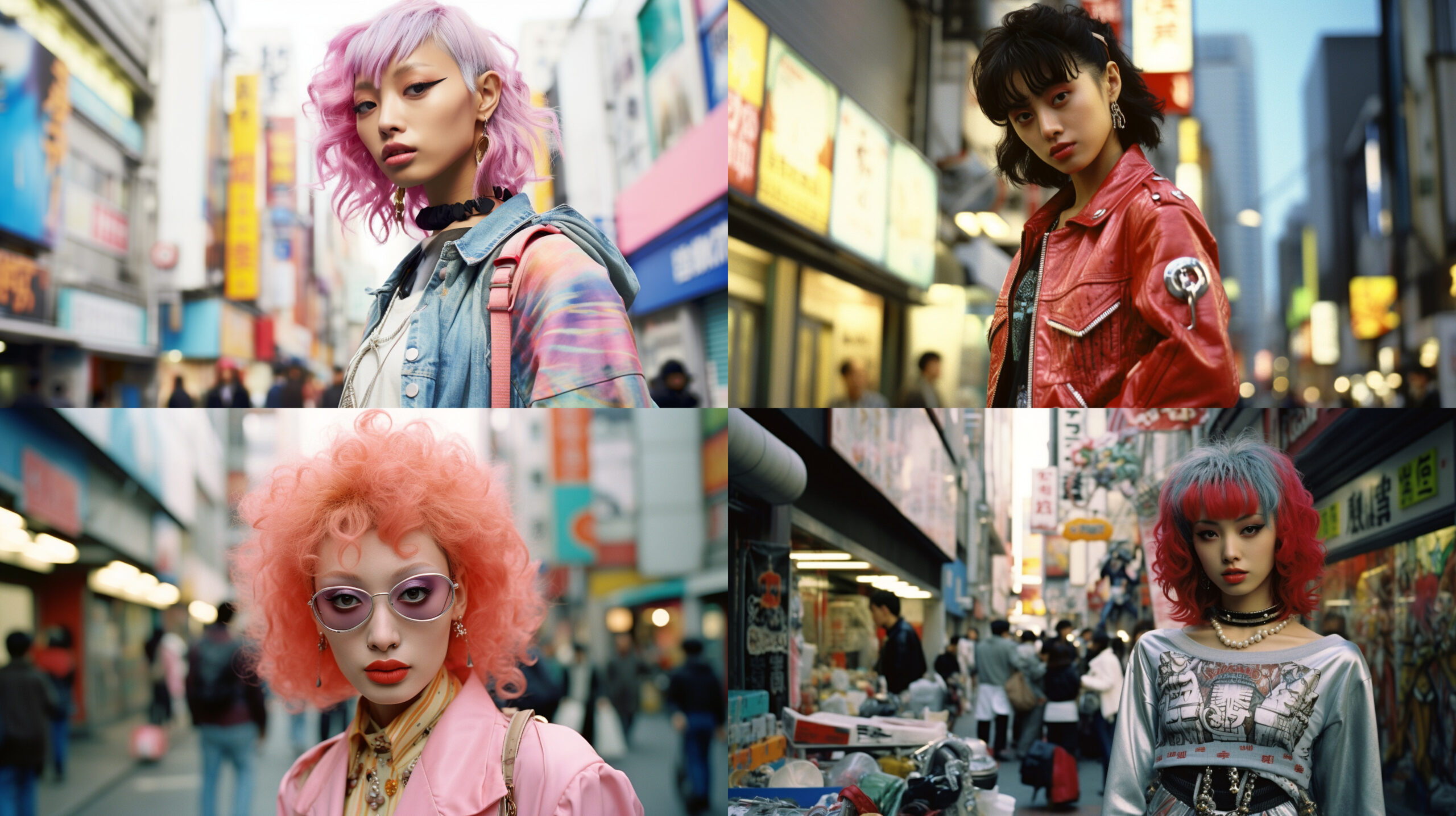 1980年代, ストリートスナップ, 東京, 原宿, おしゃれ, 最先端　写真　荒木経惟（アラーキー) 風